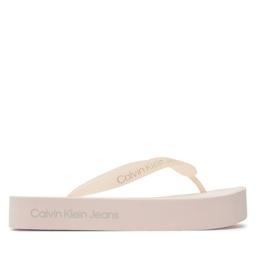 Tongs Calvin Klein Jeans Beach Sandal Flatform Logo YW0YW01092 Peach Blush/Oyster Mushroom TLL - Chaussures.fr - Modalova