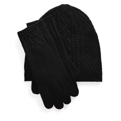 Ensemble : bonnet, écharpe et gants LAUREN RALPH LAUREN 454960056002 Noir - Chaussures.fr - Modalova