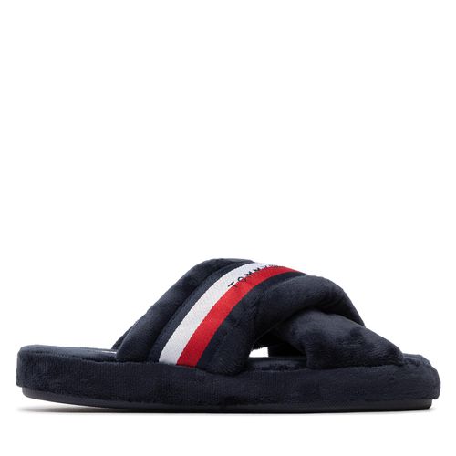 Chaussons Tommy Hilfiger Comfy Home Slippers With Straps FW0FW06587 Bleu marine - Chaussures.fr - Modalova