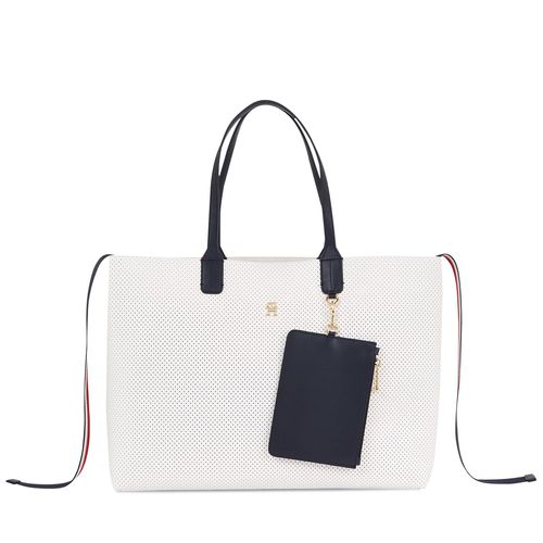 Sac à main Tommy Hilfiger Iconic Tommy Tote Perf AW0AW16104 Blanc - Chaussures.fr - Modalova