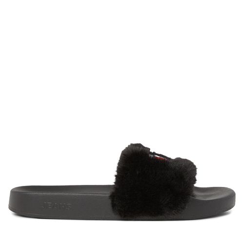 Mules / sandales de bain Tommy Jeans Tjw Fur Pool Slide EN0EN02410 Noir - Chaussures.fr - Modalova
