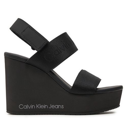Sandales Calvin Klein Jeans Wedge Sandal Webbing In Mtl YW0YW01479 Noir - Chaussures.fr - Modalova