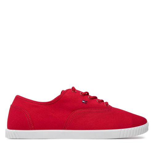 Tennis Tommy Hilfiger Canvas Lace Up Sneaker FW0FW07805 Rouge - Chaussures.fr - Modalova