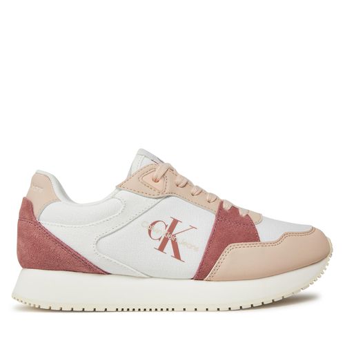 Sneakers Calvin Klein Jeans Runner Low Lace Mix Ml Btw YW0YW01436 Bright White/Whisper Pink 02S - Chaussures.fr - Modalova