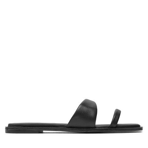 Mules / sandales de bain Calvin Klein Flat Slide Lth HW0HW02071 Noir - Chaussures.fr - Modalova