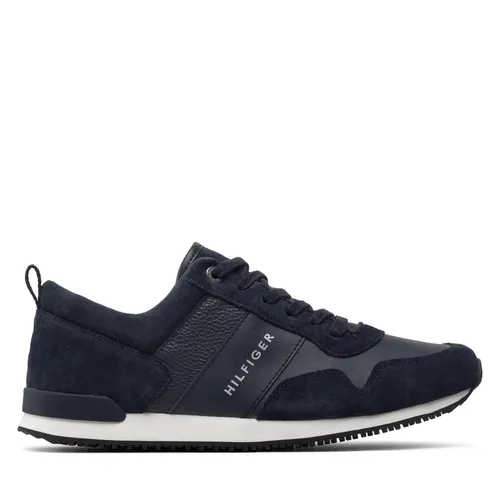 Sneakers Tommy Hilfiger Iconic Leather Suede Mix Runner FM0FM00924 Bleu marine - Chaussures.fr - Modalova