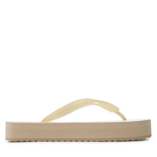 Tongs Calvin Klein Jeans Beach Sandal Flatform Monologo YW0YW01617 Eggshell/White 01N - Chaussures.fr - Modalova