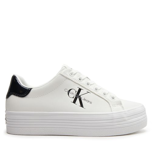Sneakers Calvin Klein Jeans Bold Vulc Flatf Lace Lth Met YW0YW01393 Bright White/Black 01W - Chaussures.fr - Modalova