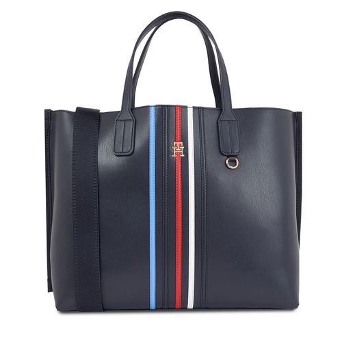 Sac à main Tommy Hilfiger Iconic Tommy Satchel Corp AW0AW16409 Space Blue DW6 - Chaussures.fr - Modalova