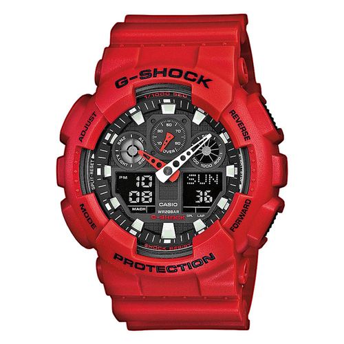 Montre G-Shock GA-100B-4AER Red/Red - Chaussures.fr - Modalova