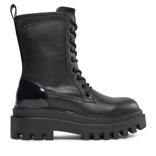 Bottes de randonnée Calvin Klein Jeans Chunky Boot Laceup Lth Mg Sat YW0YW01285 Triple Black 0GT - Chaussures.fr - Modalova