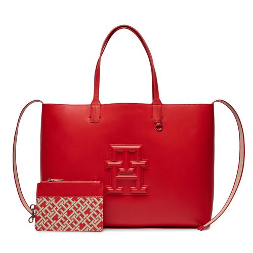 Sac à main Tommy Hilfiger Iconic Tommy Tote Mono Pouch AW0AW16072 Fierce Red XND - Chaussures.fr - Modalova