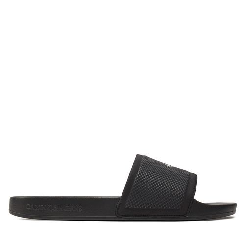 Mules / sandales de bain Calvin Klein Jeans Slide Institutional Metallic YM0YM01018 Noir - Chaussures.fr - Modalova