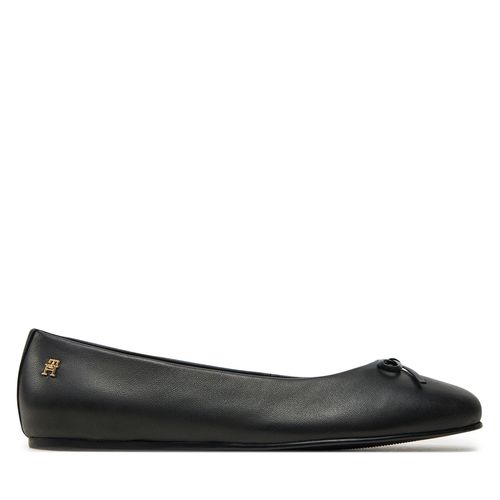 Ballerines Tommy Hilfiger Ballerina Leather Flat Bow FW0FW08359 Noir - Chaussures.fr - Modalova