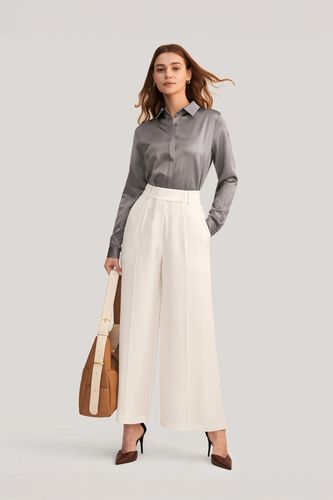 Chemises En Soie Boutonnage Avec Un Ourlet Plus Long Dans Le Dos - LILYSILK - Modalova