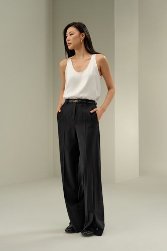 Pantalon coupe droite en laine mélangée lavable en machine - LILYSILK - Modalova