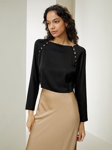 Pull court en soie avec détails de boutons - LILYSILK - Modalova