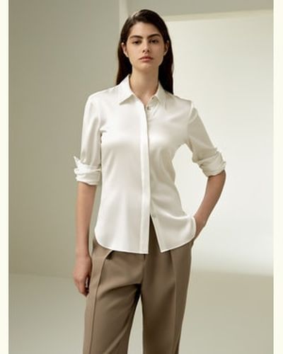 LILYSILK Chemisier Chic En Soie Les Boutons Cachés Soie De Haute Qualité Convient Au Travail Et Aux Loisirs Petite Xs - LILYSILK - Modalova