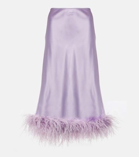 Jupe midi en satin à plumes - Miu Miu - Modalova