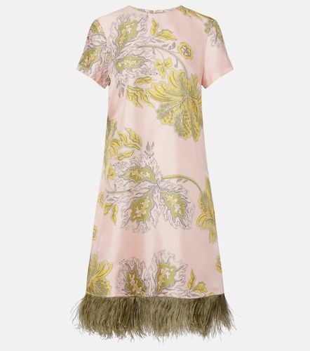 Robe Swing en soie à fleurs et plumes - La DoubleJ - Modalova
