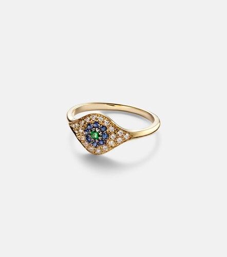 Bague Cats Eye en or 18 ct, diamants, saphirs et tsavorite - Ileana Makri - Modalova