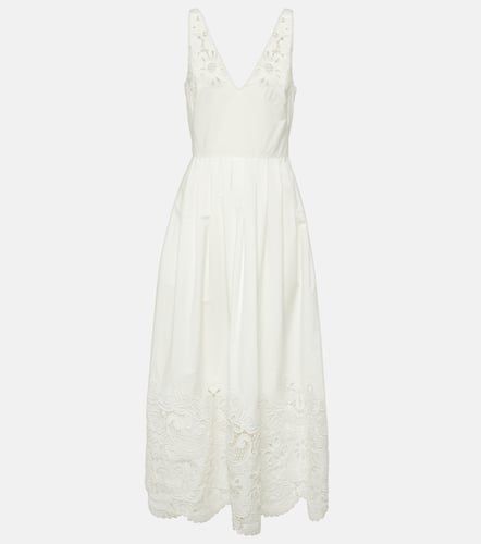 Robe midi en coton et broderie anglaise - Valentino - Modalova