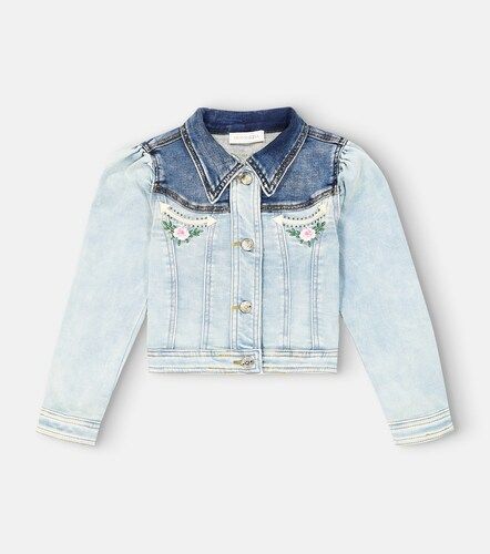 Monnalisa Veste brodée en jean - Monnalisa - Modalova