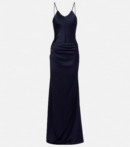 Robe longue en satin et dentelle - Victoria Beckham - Modalova