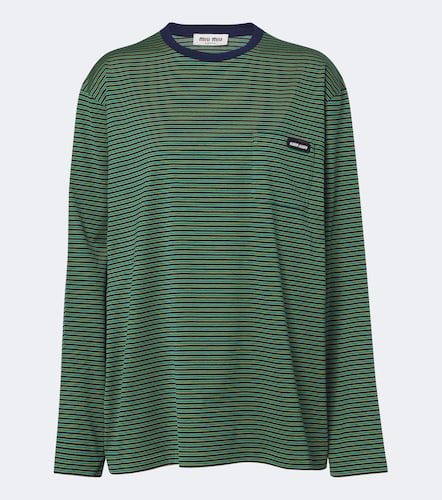 Miu Miu T-shirt en coton à rayures - Miu Miu - Modalova