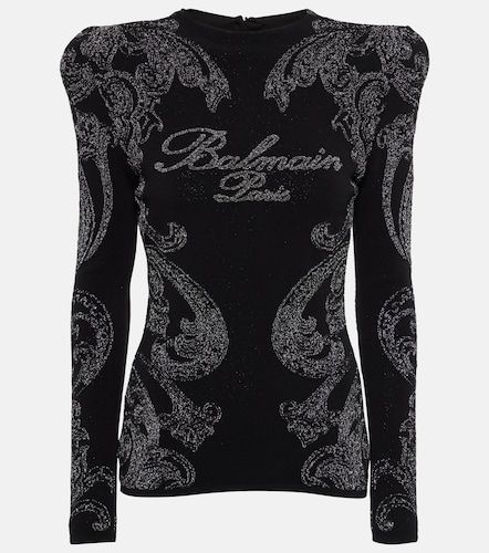 Top en coton mélangé à logo et motif paisley - Balmain - Modalova