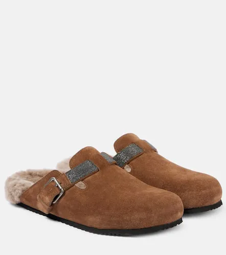 Mules en daim et shearling - Brunello Cucinelli - Modalova