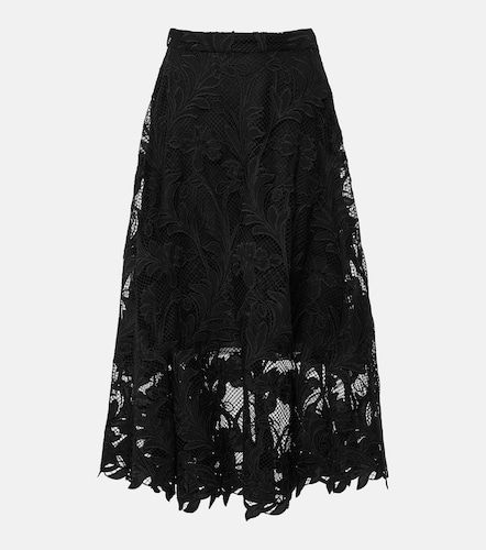 Jupe midi en dentelle guipure florale - Oscar de la Renta - Modalova