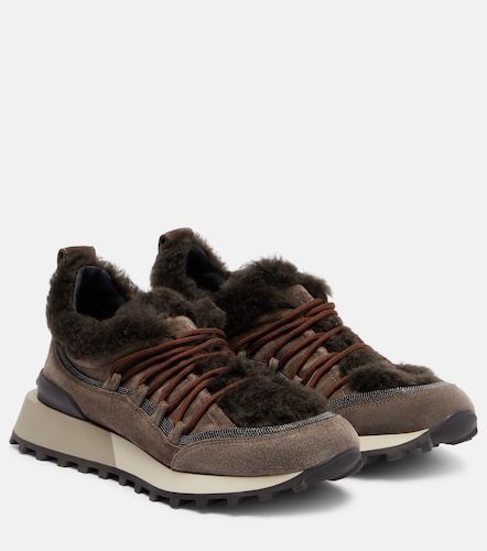 Baskets en daim et shearling - Brunello Cucinelli - Modalova