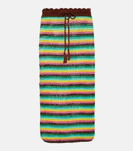 Jupe midi en crochet de coton à rayures - Anna Kosturova - Modalova