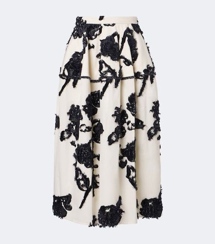 Jupe midi en popeline à fleurs - Erdem - Modalova