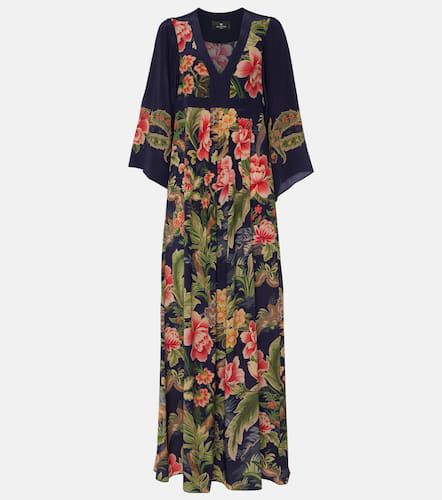 Robe longue en crêpe de soie à fleurs - Etro - Modalova