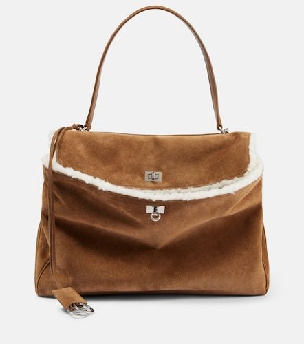 Sac Rodeo Large en daim et shearling - Balenciaga - Modalova