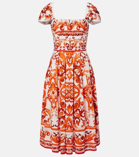 Robe midi Majolica en coton à imprimé - Dolce&Gabbana - Modalova