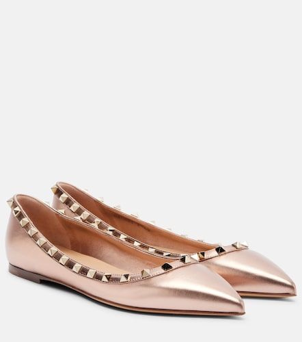 Ballerines Rockstud en cuir métallisé - Valentino Garavani - Modalova