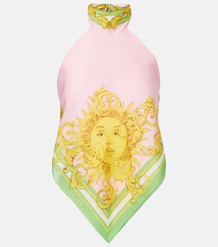 Top imprimé en coton et soie - Versace - Modalova