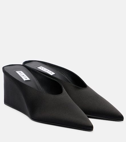 Alaïa Mules compensées Cube 75 en satin - Alaia - Modalova