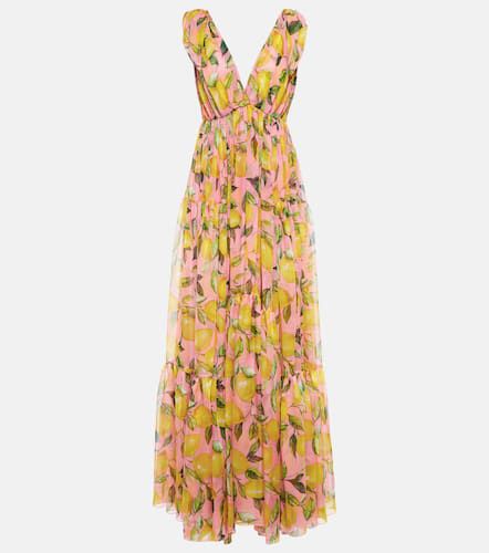 Robe longue imprimée en soie - Dolce&Gabbana - Modalova