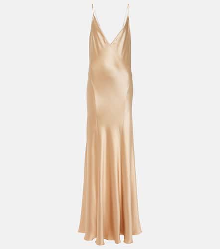 Robe longue en satin de soie - Saint Laurent - Modalova