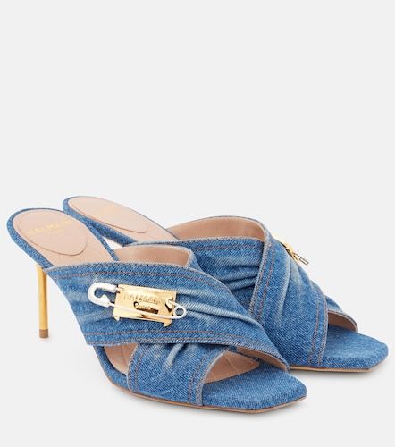 Mules 75 en jean à ornements - Balmain - Modalova
