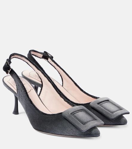 Escarpins slingback en denim à franges - Roger Vivier - Modalova