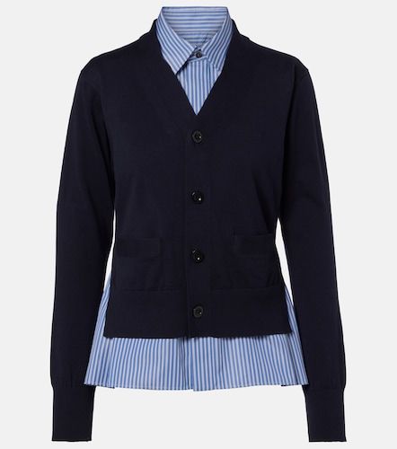 Cardigan superposé en coton à rayures - Sacai - Modalova