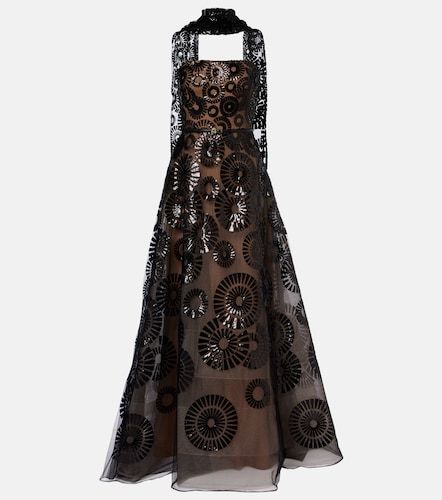 Robe longue en tulle avec écharpe - Elie Saab - Modalova