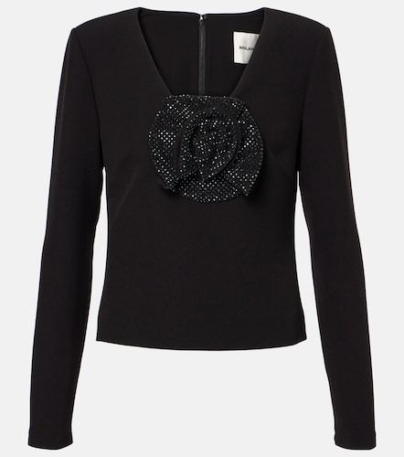 Top en crêpe à ornements et appliqués floraux - Roland Mouret - Modalova