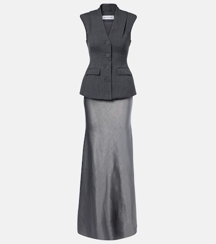 Self-Portrait Robe Peplum en satin - Self-Portrait - Modalova