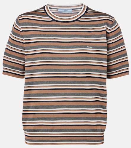 T-shirt en coton et soie à rayures - Prada - Modalova